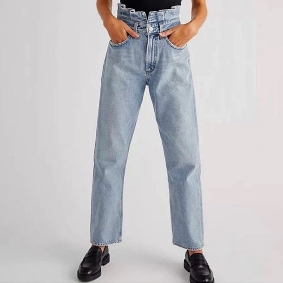 Agolde Lettuce waistband Light Blue Jeans - Picture 1 of 5